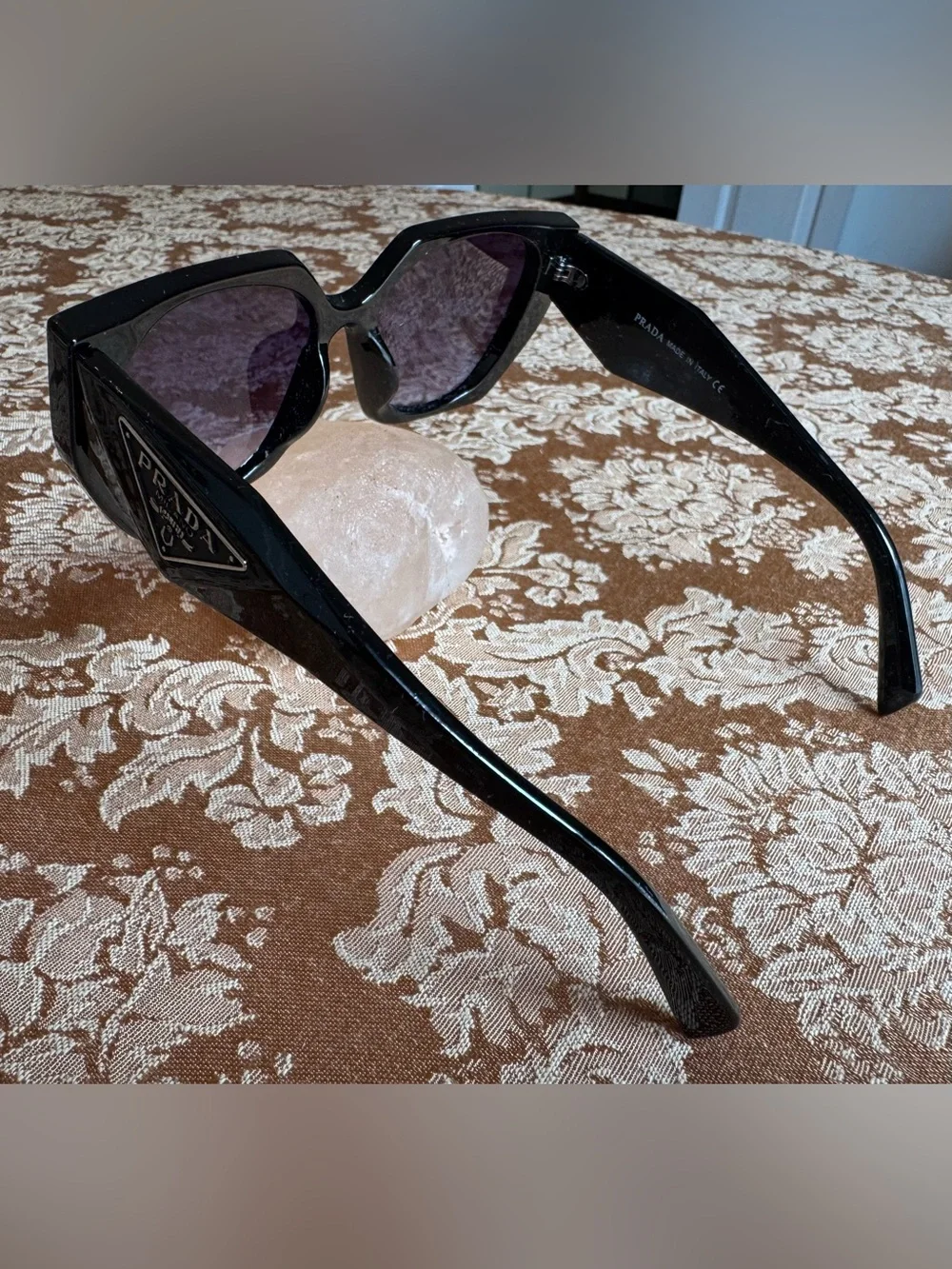 Prada Black Acetate Sunglasses with Purple Gradient Lenses